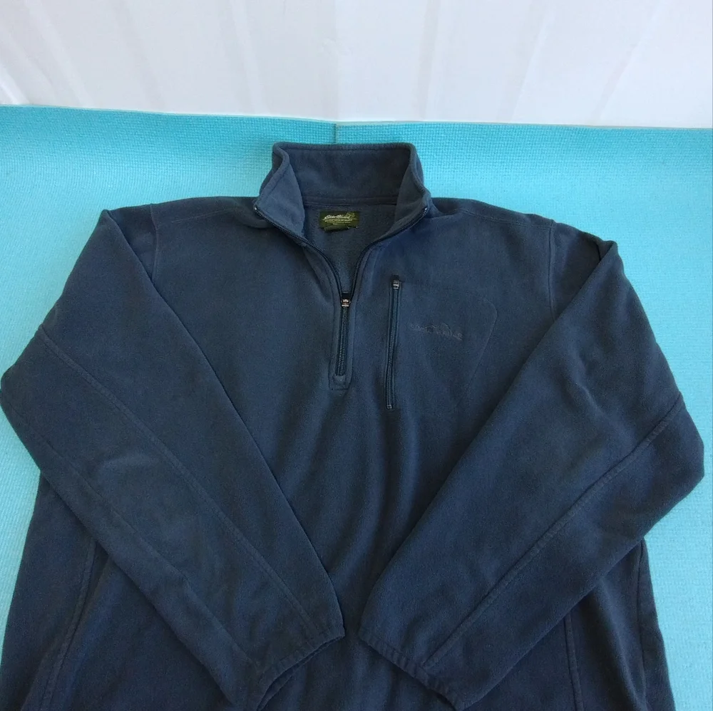 EDDIE BAUER Men's Sweater Fleece 1/4 Zip Blue Size LT